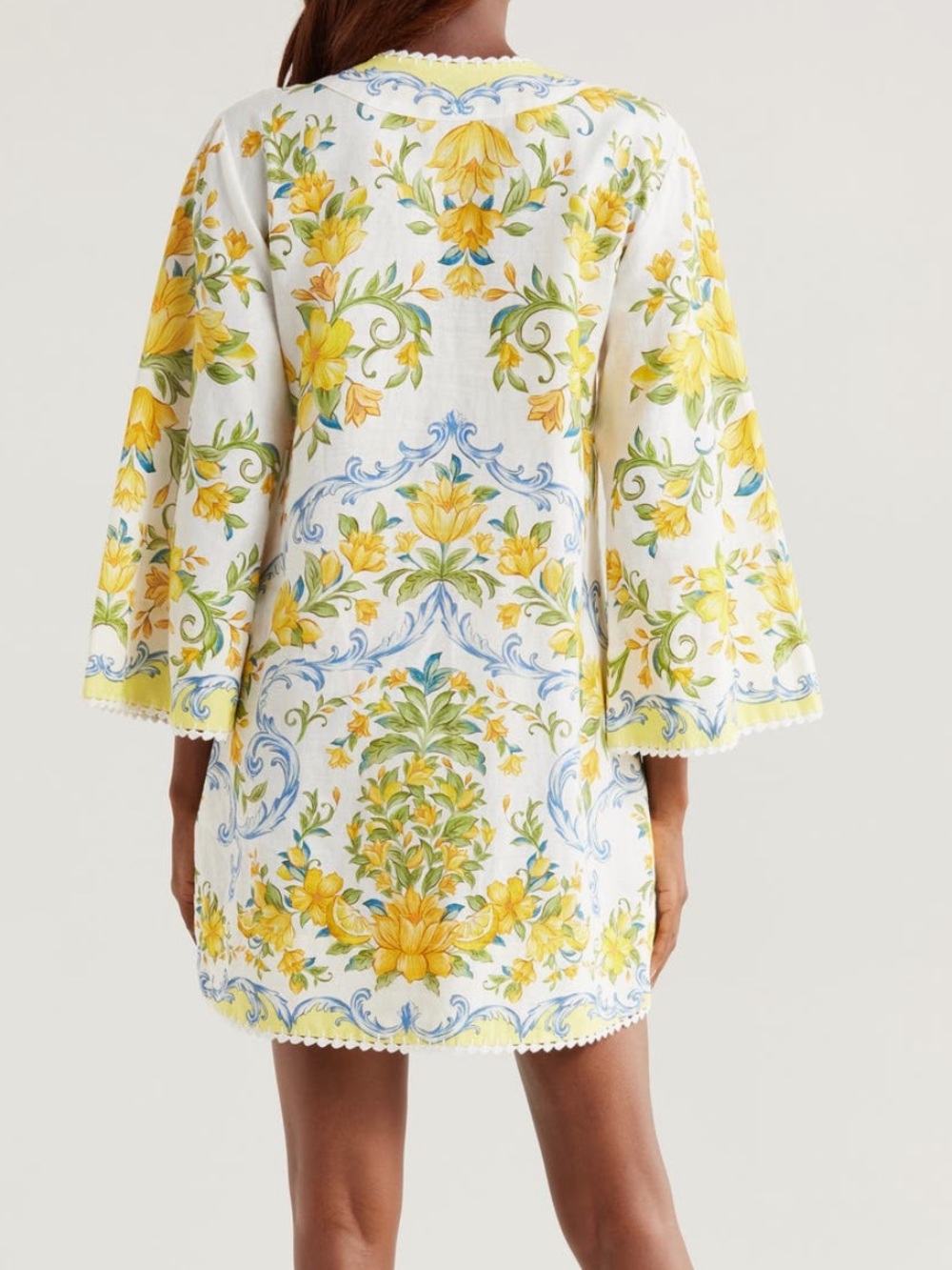 FARM Rio Sicily Floral Linen Blend Cover-Up Minidress NWT Size XS - Picture 2 of 10